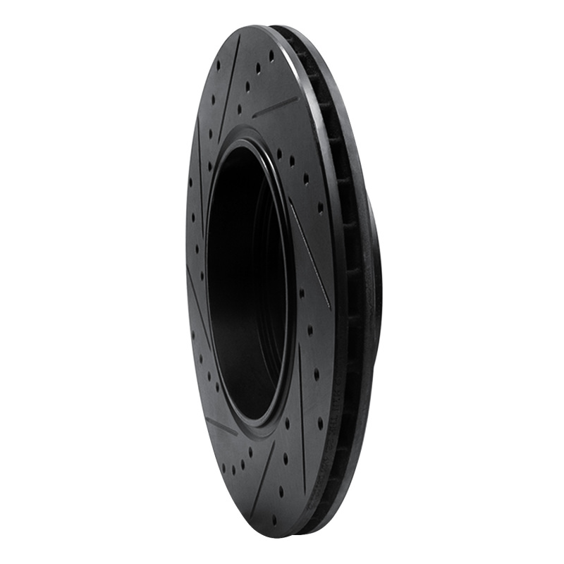 BMW 745LI Brake Rotor (1) - Rear Right - R1 Concepts - Drilled & Slotted - Black - `02-`05